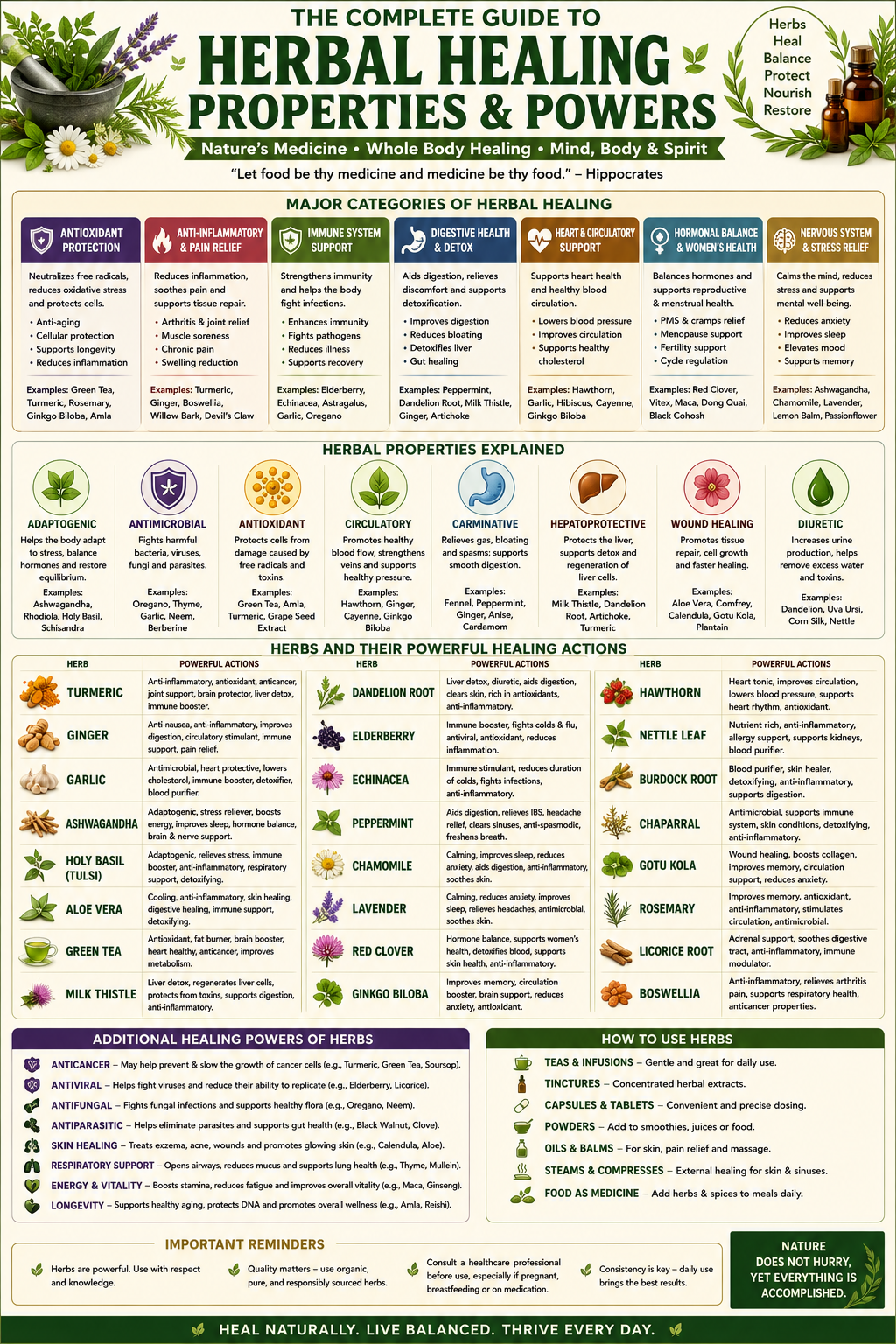 Complete guide to herbal healing properties and powers