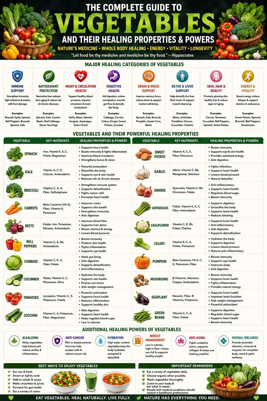 Complete guide to vegetables and their healing properties